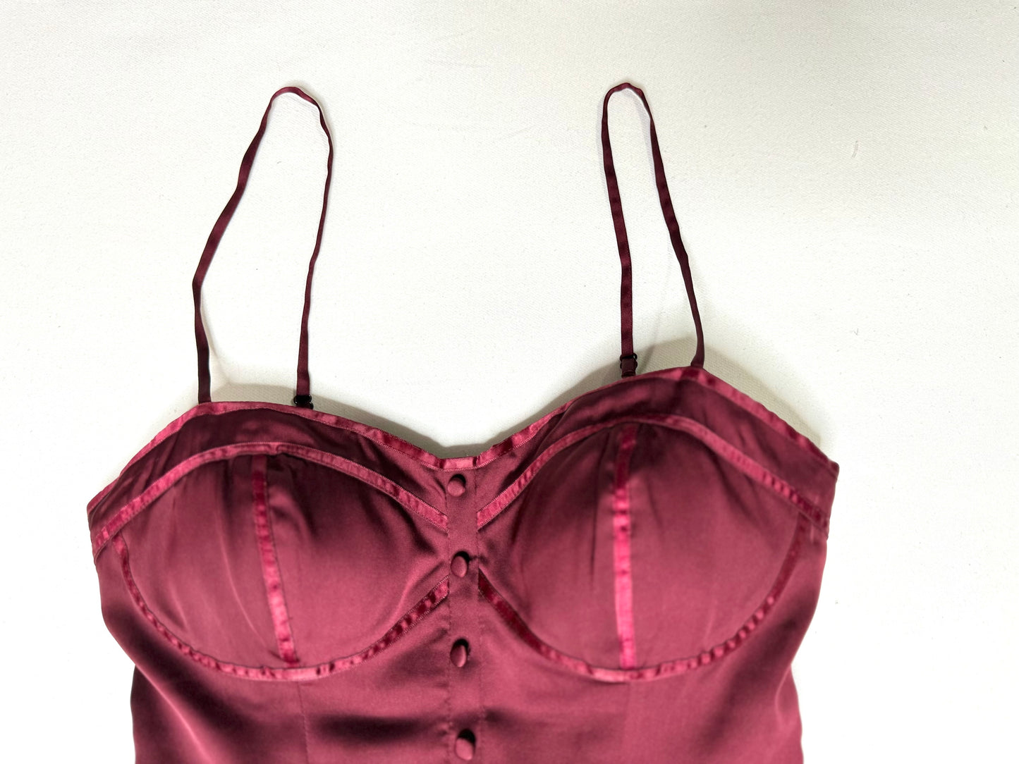American Eagle Burgundy Satin Mini Dress Size 4 Bustier Bodice Pleated Skirt
