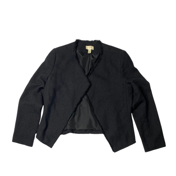 Ann Taylor Loft Black Tweed Blazer – Size 12, Fringe Detail