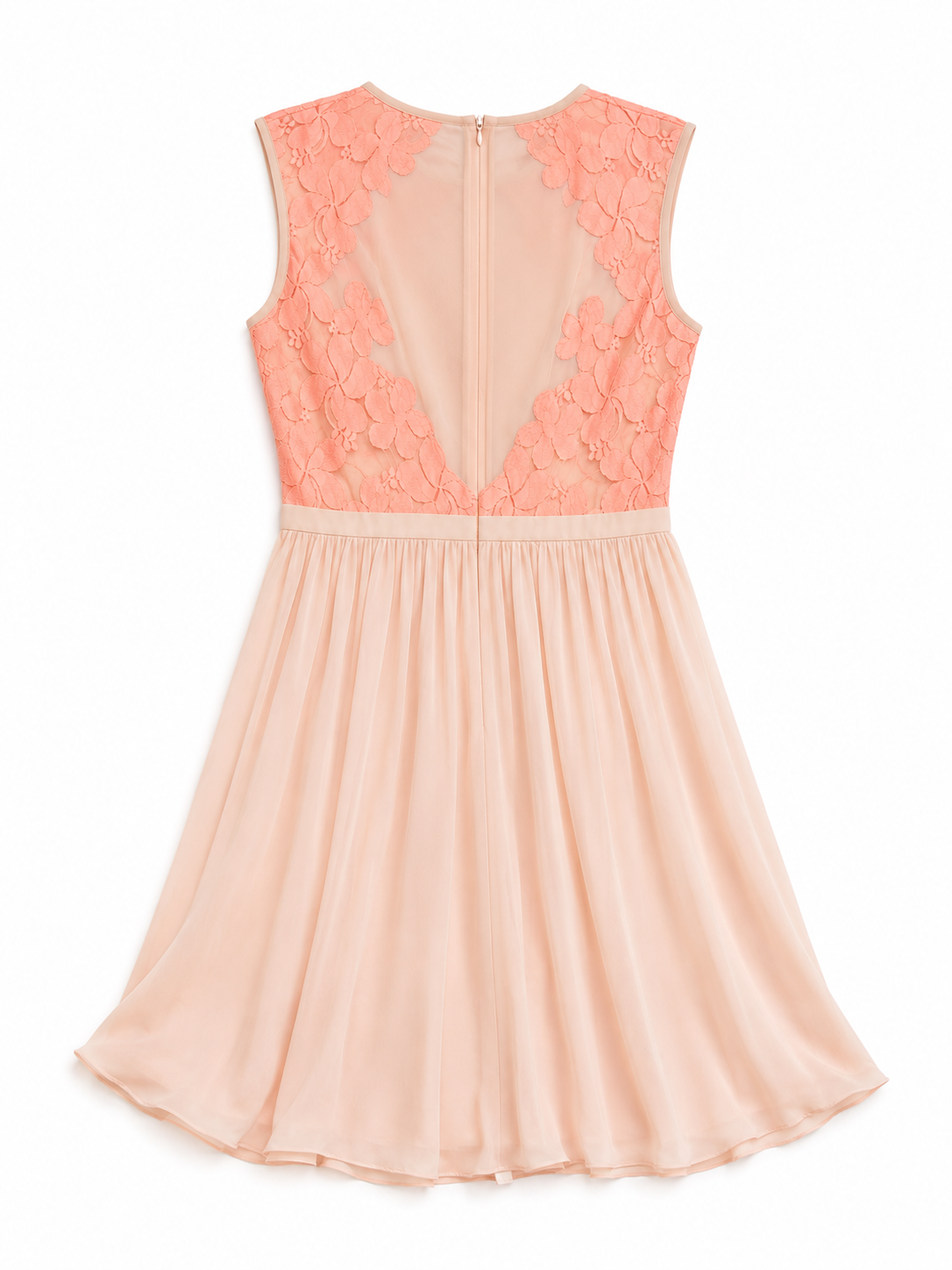 Ted Baker London Nude & Peach Fit & Flare Sleeveless Lace Dress Size 2