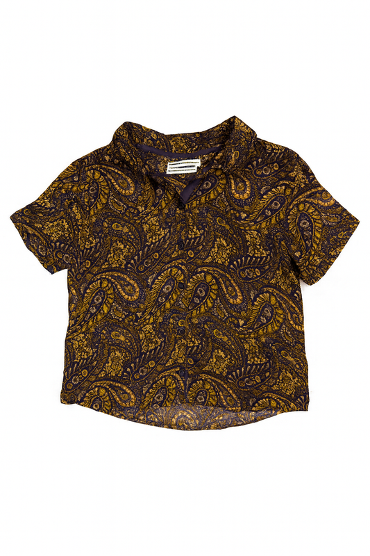 Urban Outfitters Paisley Pattern Short Sleeve Button Down Crop Top Size XS