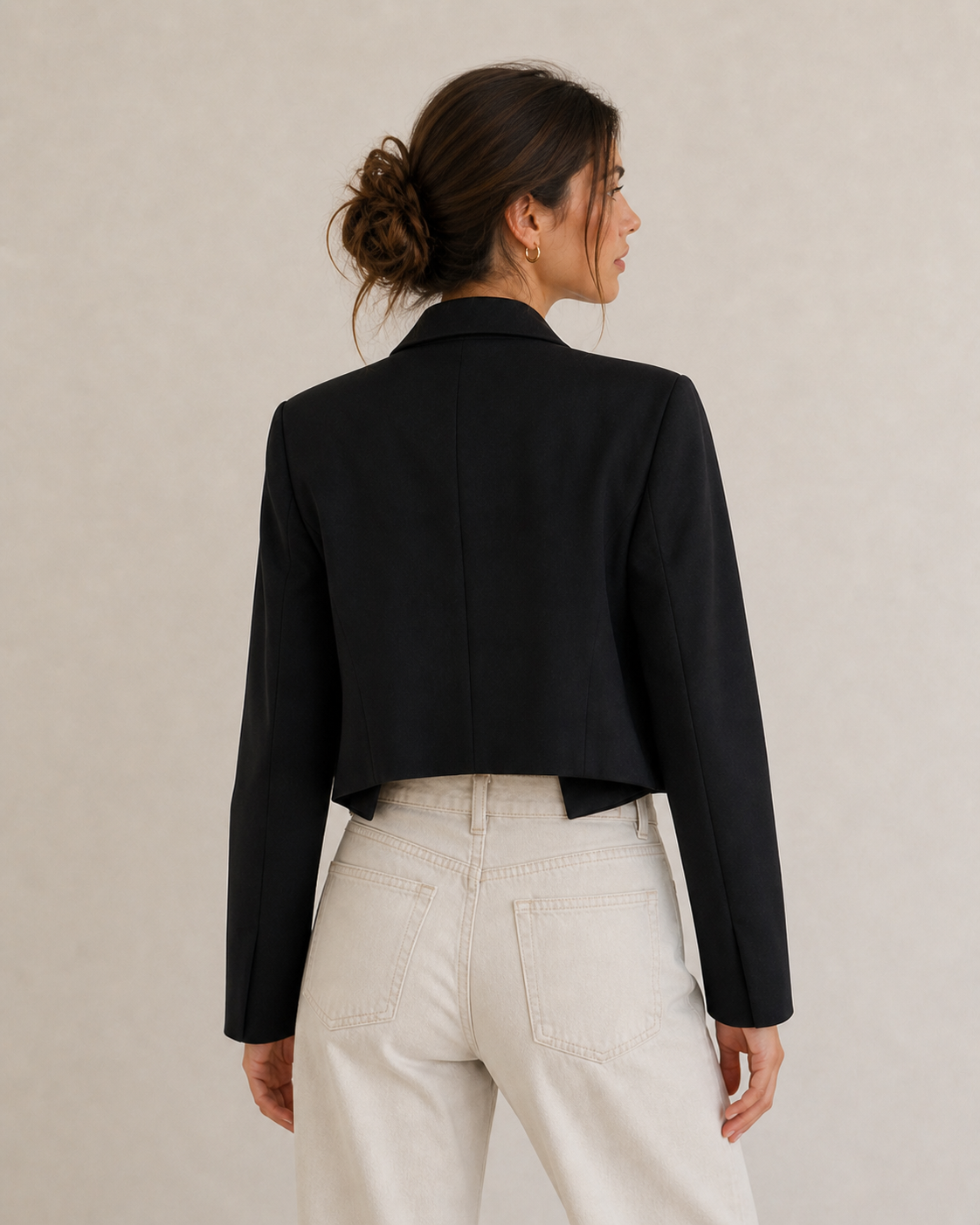 Rachel Zoe Elegant Black Cropped Open Front Blazer Size Medium