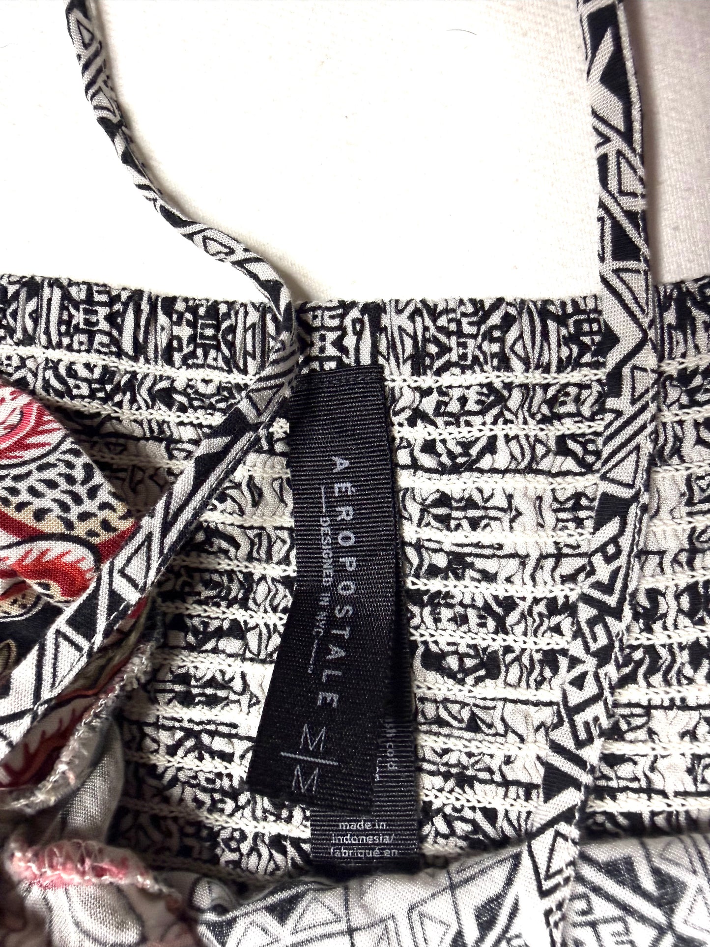 Aeropostale  Boho Floral Geometric Sleeveless Fit & Flare Sundress Black White Coral Size Medium