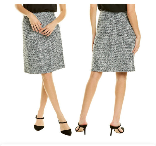 St. John Textured Tweed Knit Skirt – Size 6, Side Zip, Classic Silhouette
