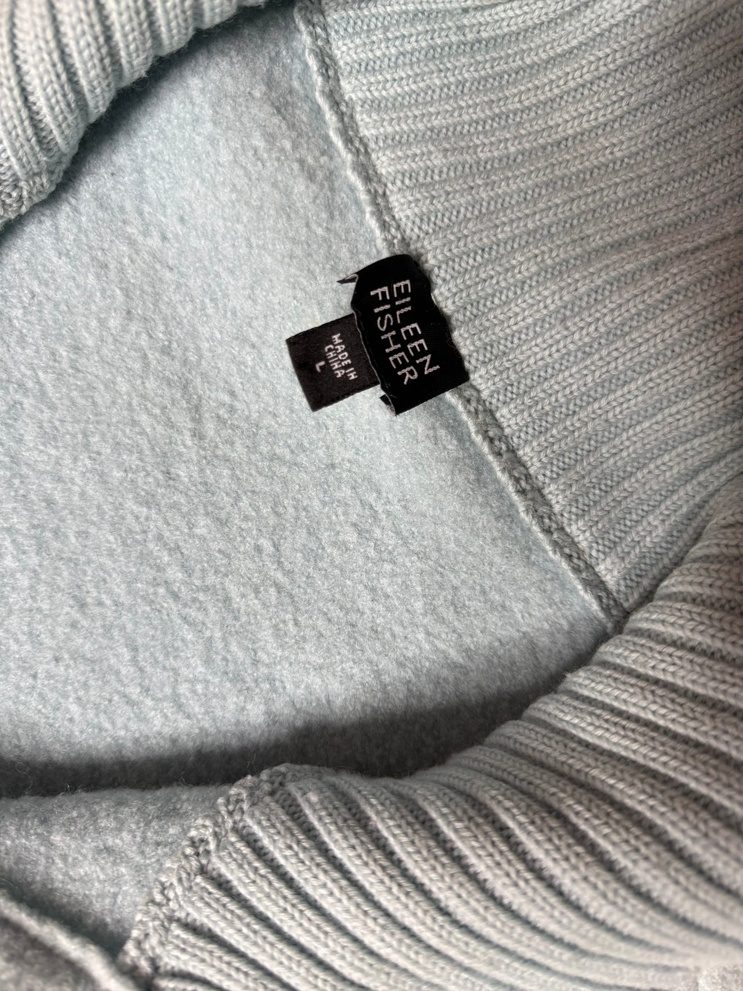 Eileen Fisher 100% Wool Bouclé Jacket Light Blue Size Large