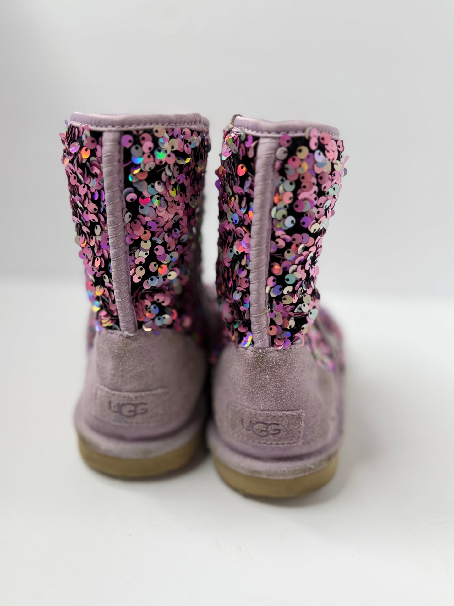 UGG Classic Mini Stellar Sequin Boots Lilac Frost Purple Glitter Size 5