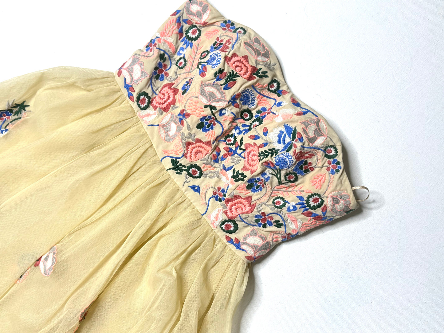 Anthropologie Geode Strapless Floral Corset Lace up Embroidered Tulle Dress Sz S