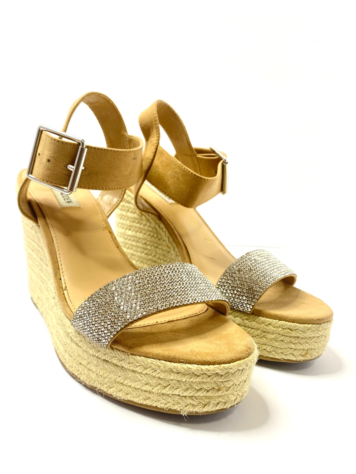 Steve Madden SANTORINIR Rhinestone Embellished Wedge Sandals – Size 10
