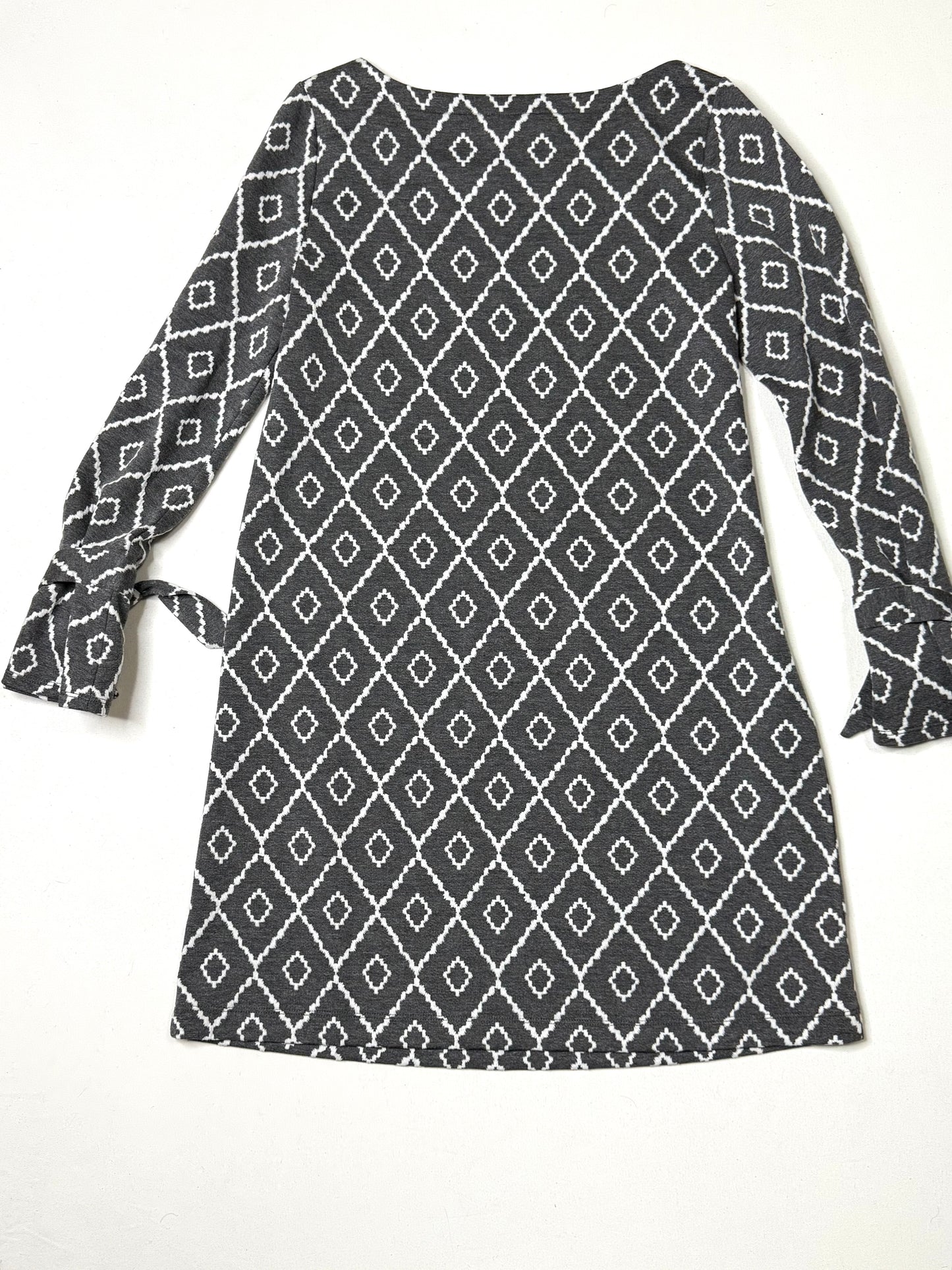 LOFT Outlet Gray White Geometric Print Shift Dress Medium M