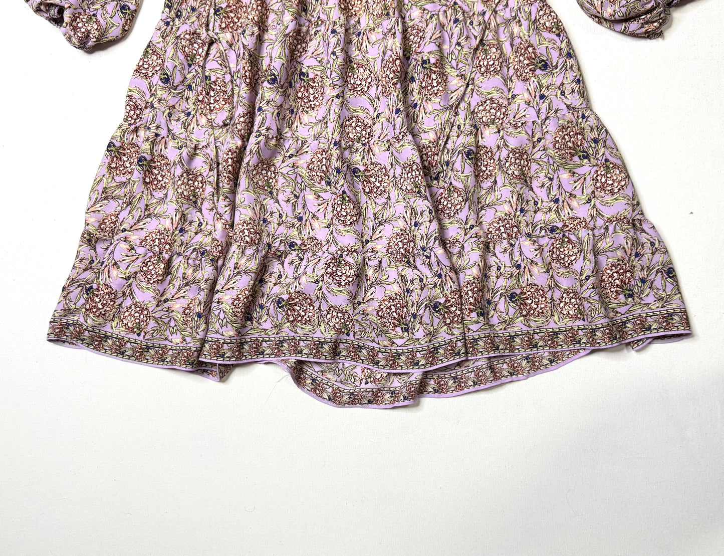 Max Studio London Floral Wrap Dress L Lavender Boho Long Sleeve Ruffle Hem