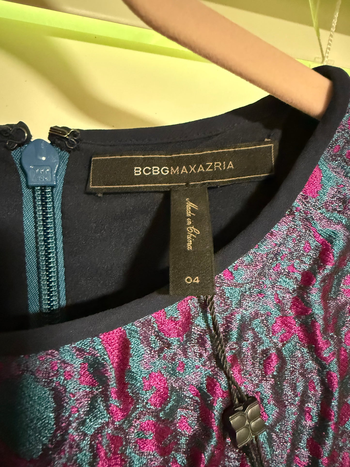 BCBGMAXAZRIA Metallic Jacquard Tiered Fit & Flare Dress Size 4 Purple