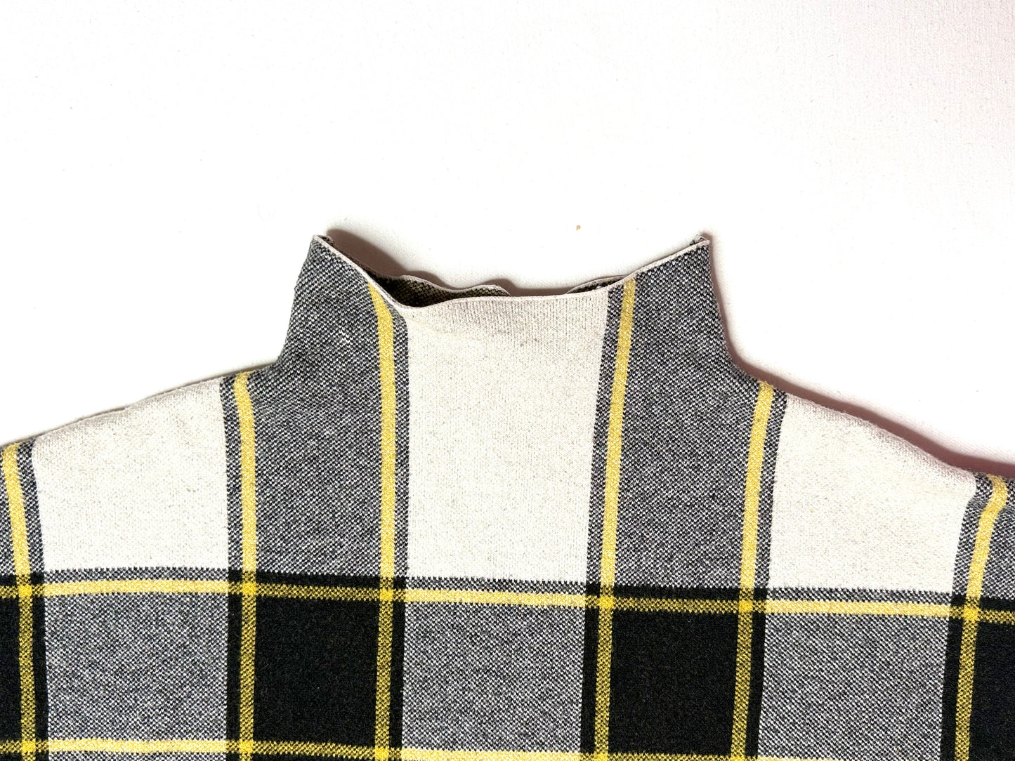 Rachel Zoe Plaid Knit Cardigan Sweater Black Gray Yellow Open Front Women XL