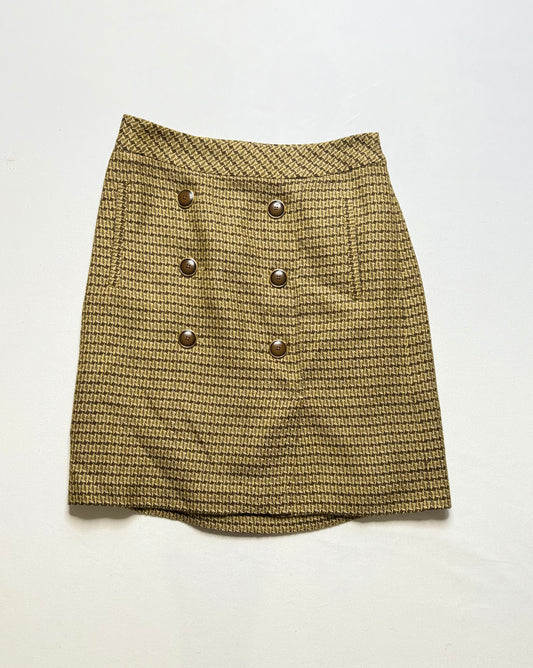 Ann Taylor Brown & Yellow Preppy Plaid Mini Skirt Size 2 Academia