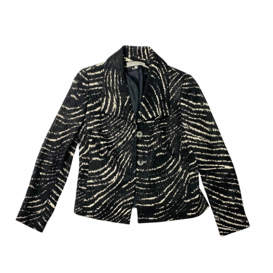 Anne Klein New York Zebra Stripe Blazer – Size 6 – Silk Wool Blend with Button Closure