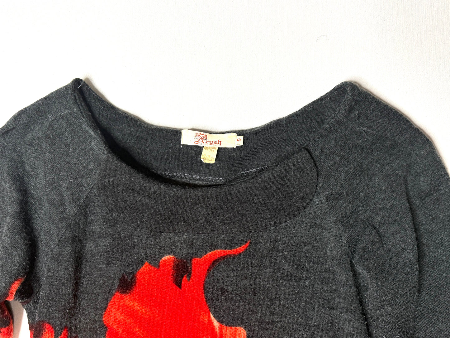 Aryeh Gray Red Hibiscus Floral Tunic Dress Size Small