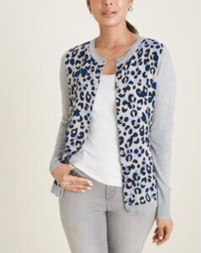 Chico’s  Camo Cardigan Sweater Long Sleeve Crew Neck
