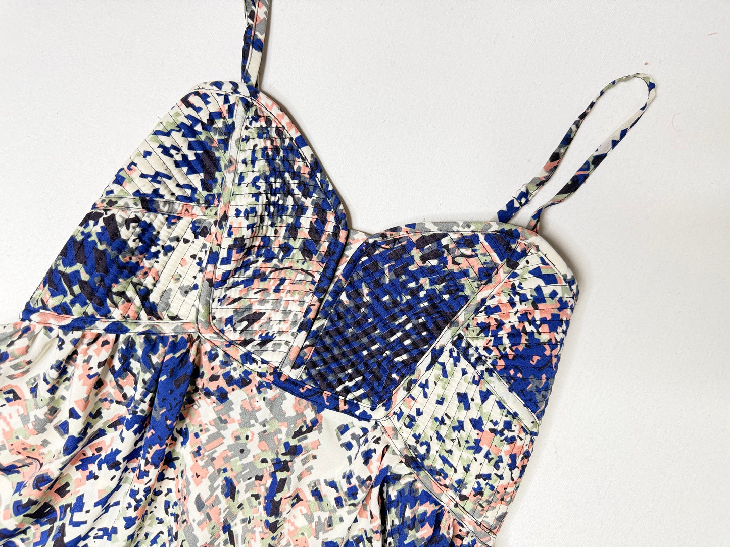 Bar III Floral Abstract Print Fit & Flare  Sleeveless Spaghetti Strap Dress Size Large