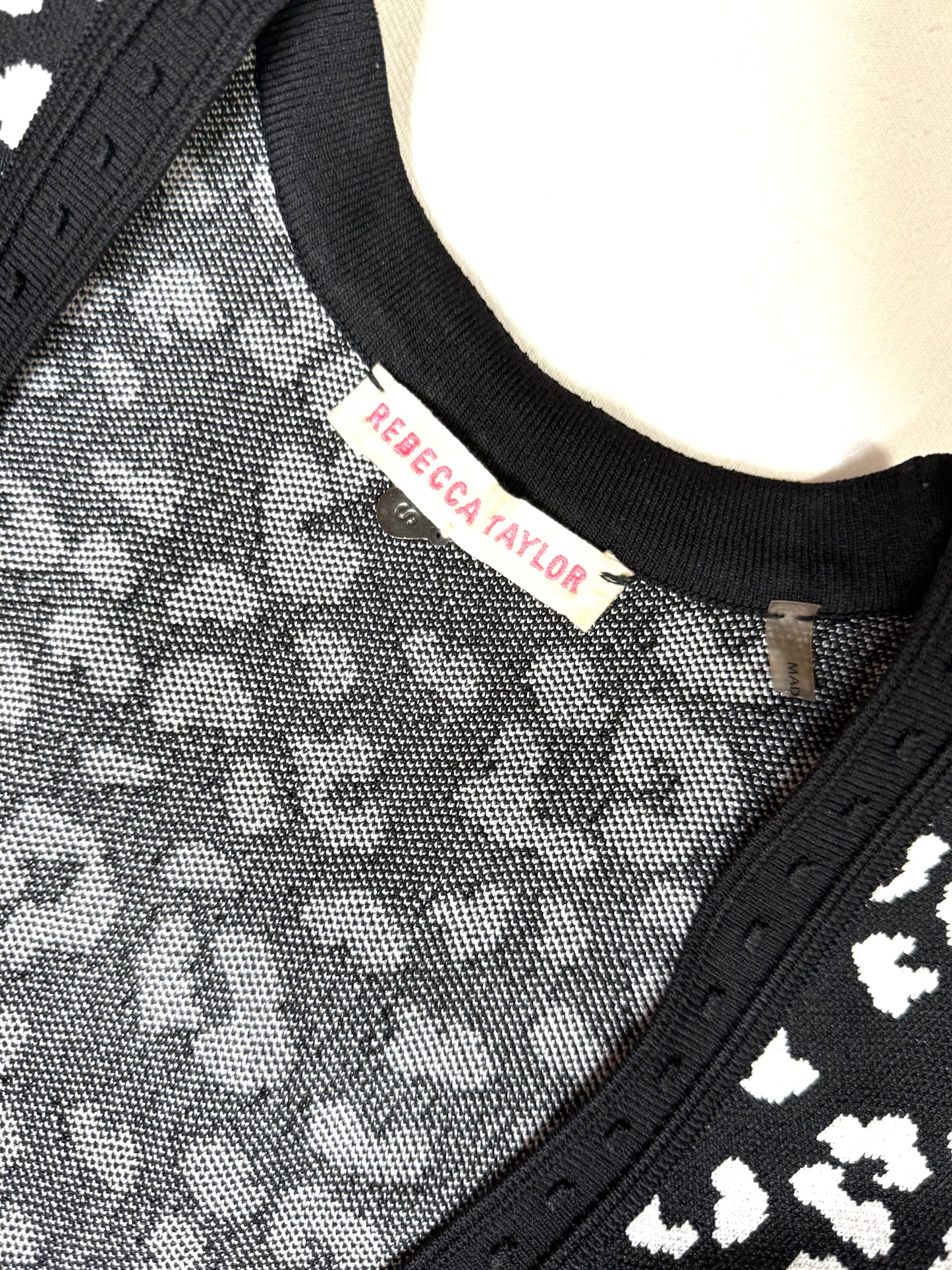 Rebecca Taylor Leopard Print Knit Sweater Dress Size Small A-Line Sleeveless