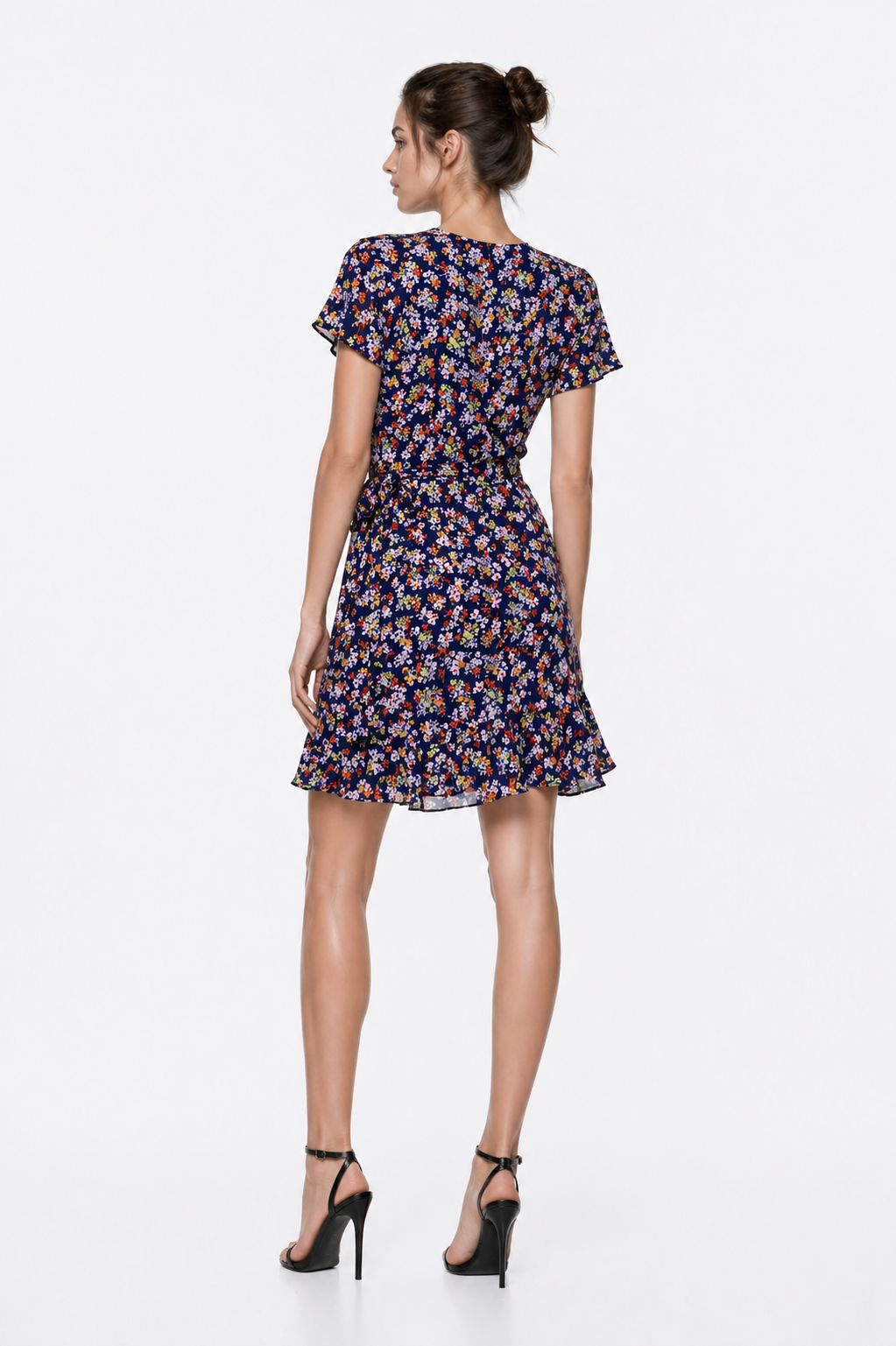 Banana Republic Navy Floral Wrap Dress with Ruffle Hem Size 0