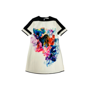 Ministry of Style by Bebe Sydney Sheath Dress Size 8 | Black & White Abstract Print | Short Sleeve 100% Polyester