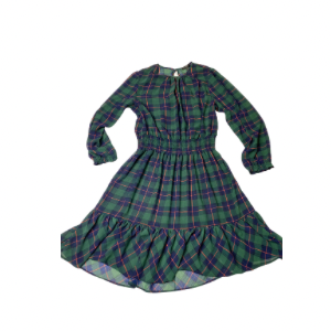 J.Crew Sheer Tartan Plaid Smock Dress – Size Medium, Long Sleeve, Cinched Waist