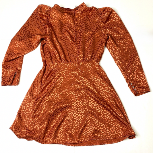 A SOS Copper Animal Print Balloon Sleeve Dress – Size 8