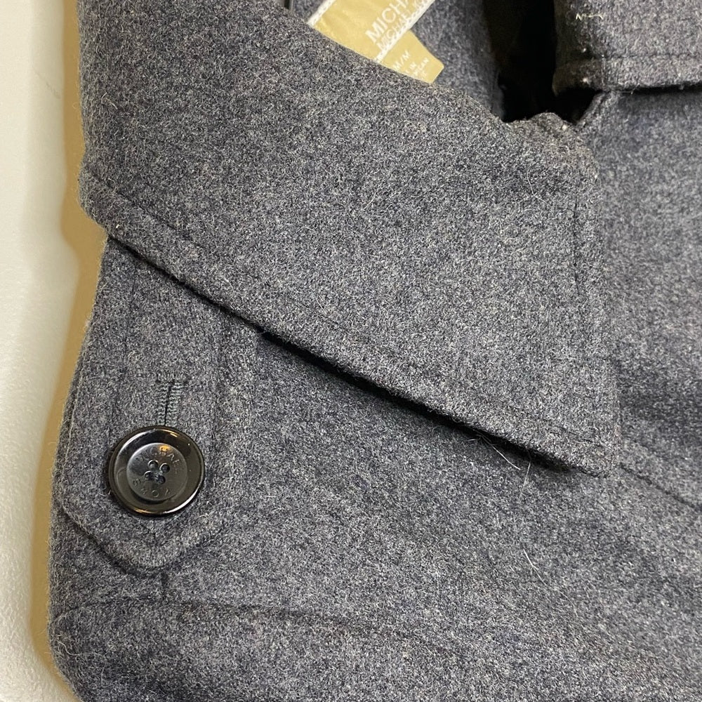 Michael Kors Wool Double Breasted Gray Pea Coat Sz M
