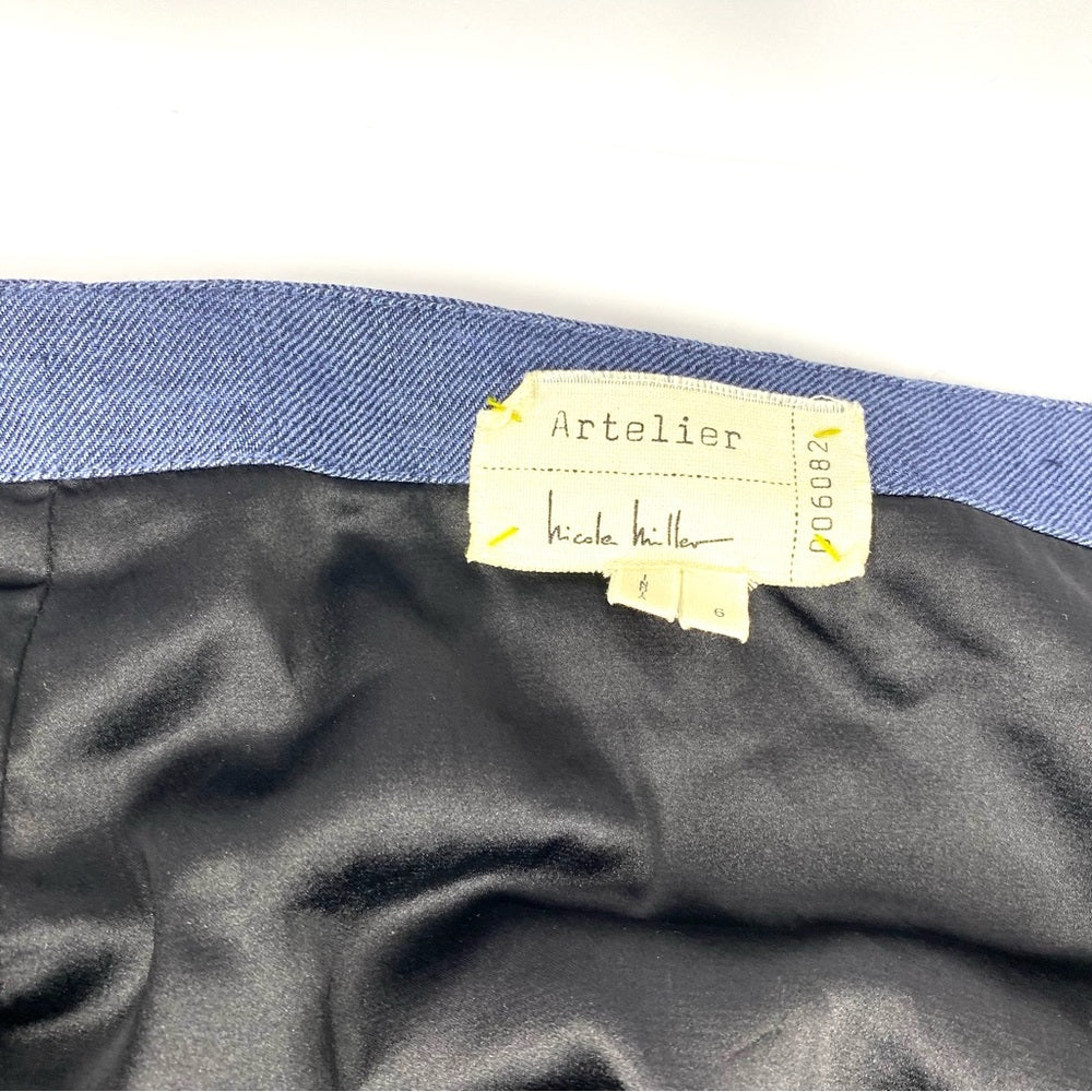 Nicole Miller Artelier Hand-Beaded Linen Mini Skirt – Size 6, Embroidered Detail