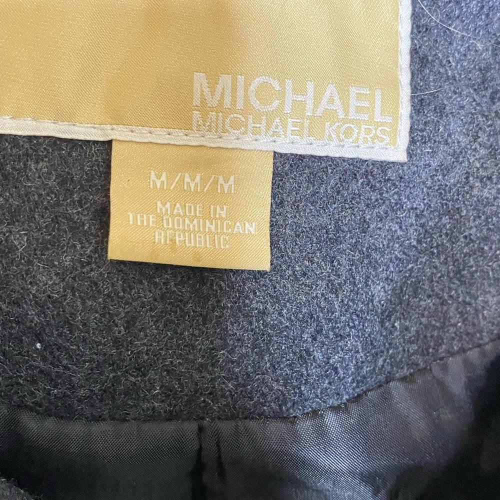 Michael Kors Wool Double Breasted Gray Pea Coat Sz M