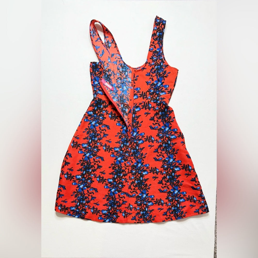 Tracy Reese Plenty Red and Blue Sleeveless A-Line Floral Dress Size 6