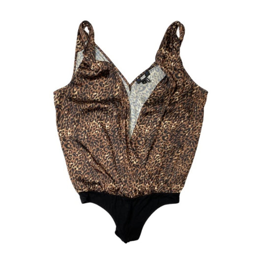 Paige Animal Print Plunging V-Neck Thong Body Suit Size Small