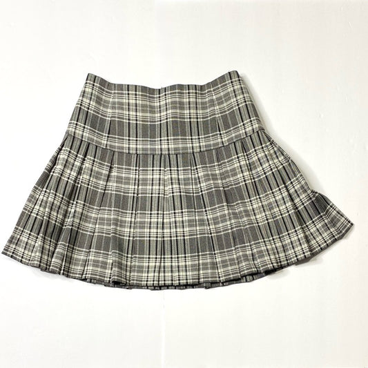 Alice + Olivia Gray and White Pleated Skater Mini Skirt
