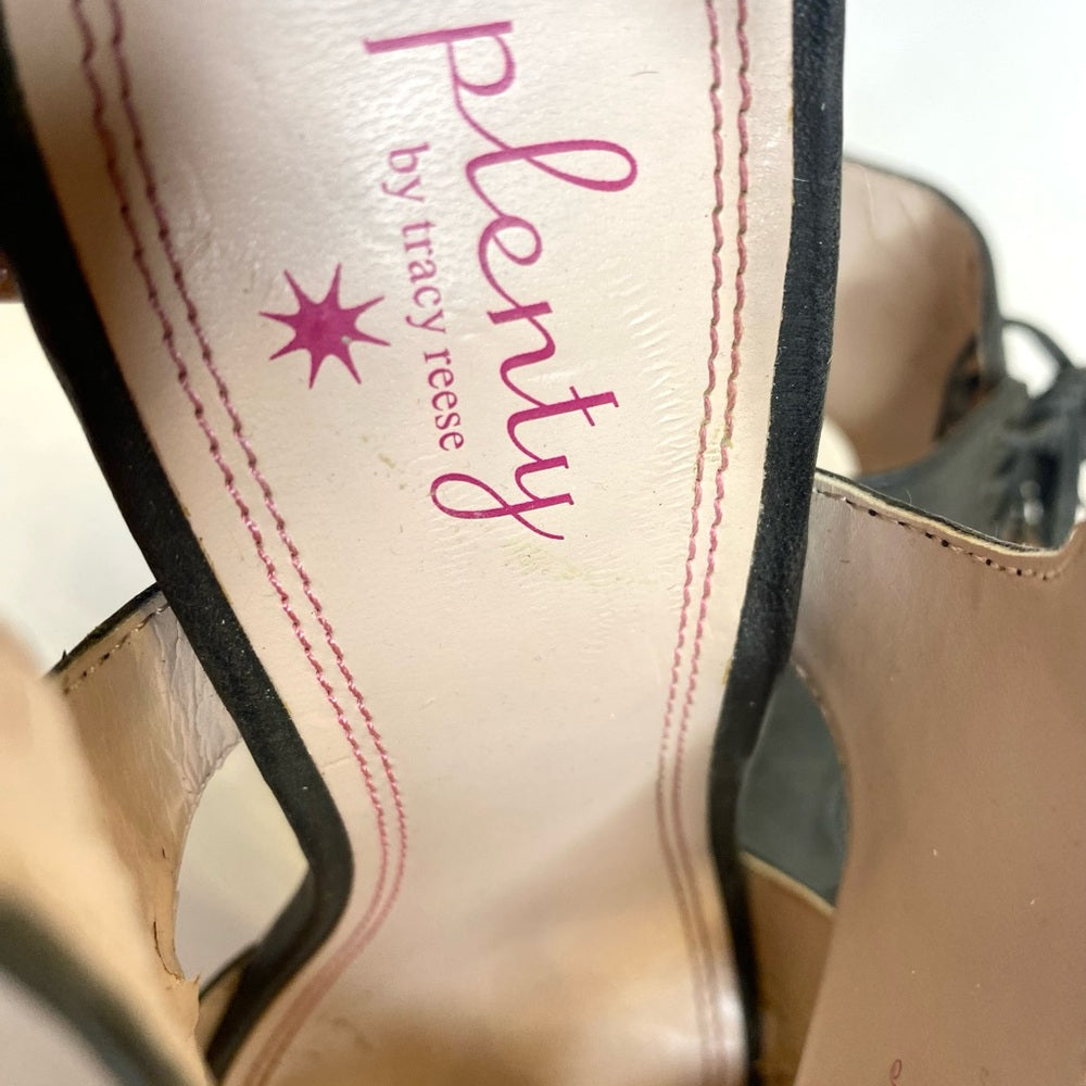 Plenty Tracy Reese Belle Charcoal Wedge Peep Toe Lace Up Shoes Size EU 38 US 7.5